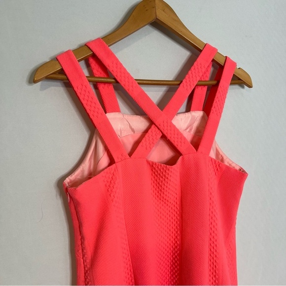 Nanette Lepore Coral Criss-Cross Strap Stretchy Mini Sun Dress. Size 8. - Picture 6 of 12